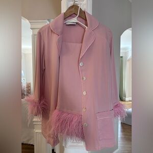 Sleeper Party Feather Pajamas in Pink size Medium